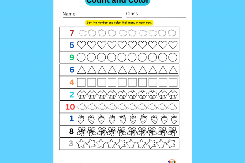 Free Printable Count and Color Numbers 1–10 Worksheets – Fun Math Activity for Kids