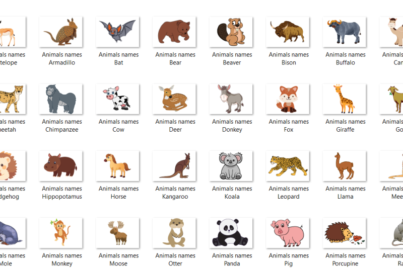 50 Free Printable flashcards Animal Names – Fun Interactive Learning
