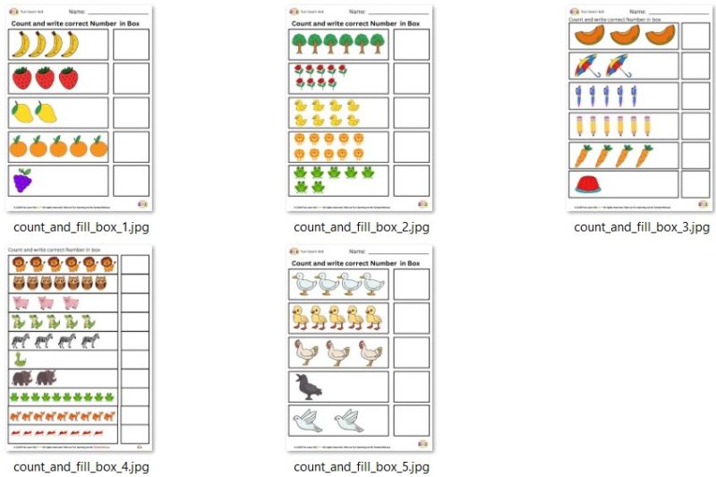 Count and Fill in the Box Worksheet – Fun Counting Practice for Kids