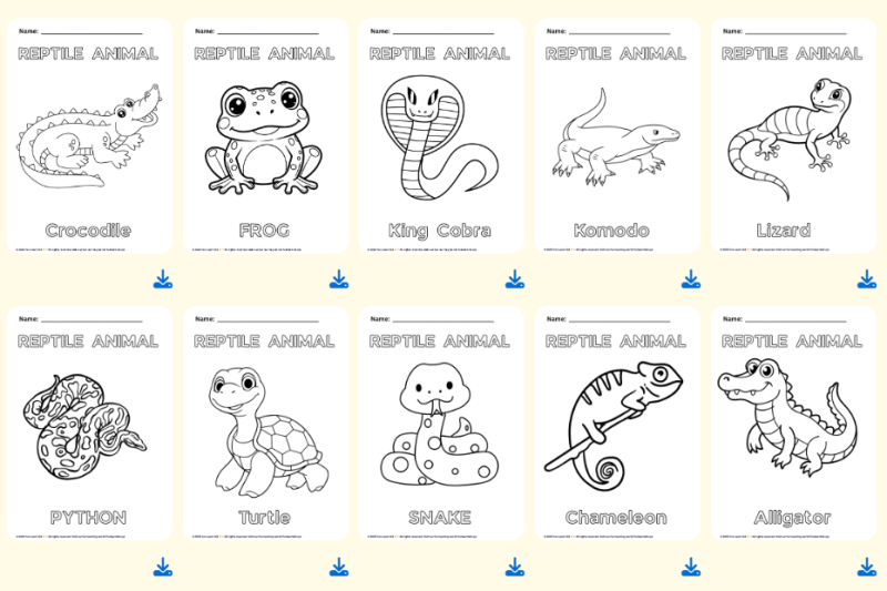 reptiles animal color worksheet thumb