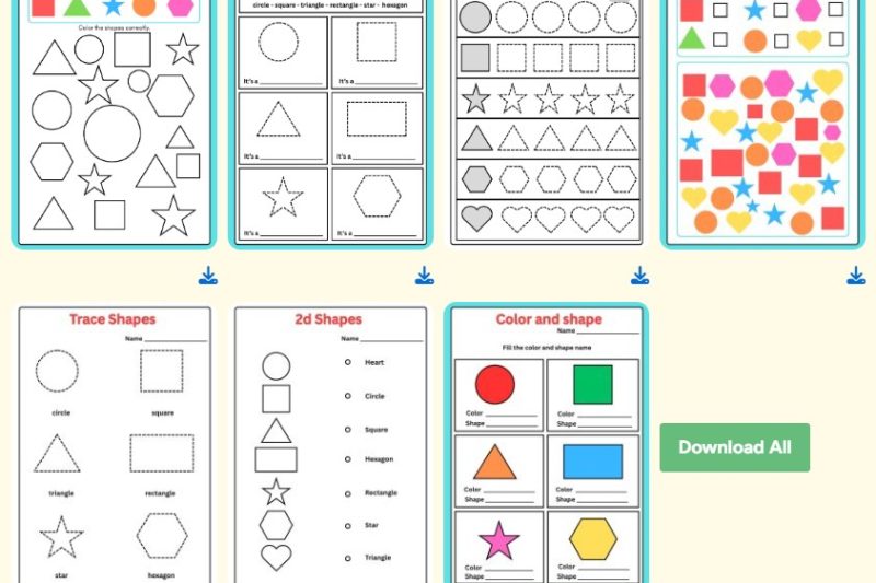7 Free Printable Worksheet Shape and Colors