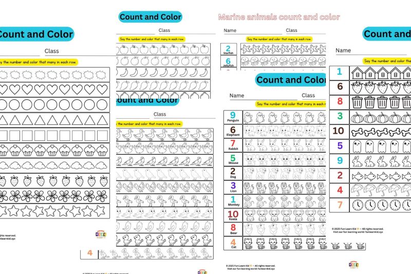 Count and Color Numbers 1 to 10 – Fun Number Learning Worksheet for Kids