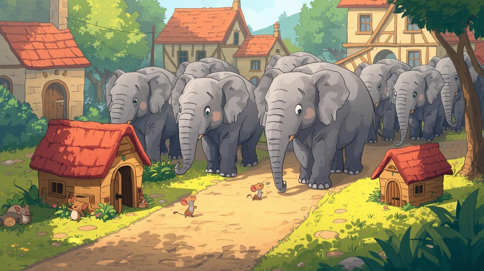Elephants and Mice Illustration