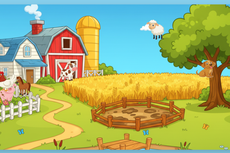 Game for kids – farm animal sound quiz