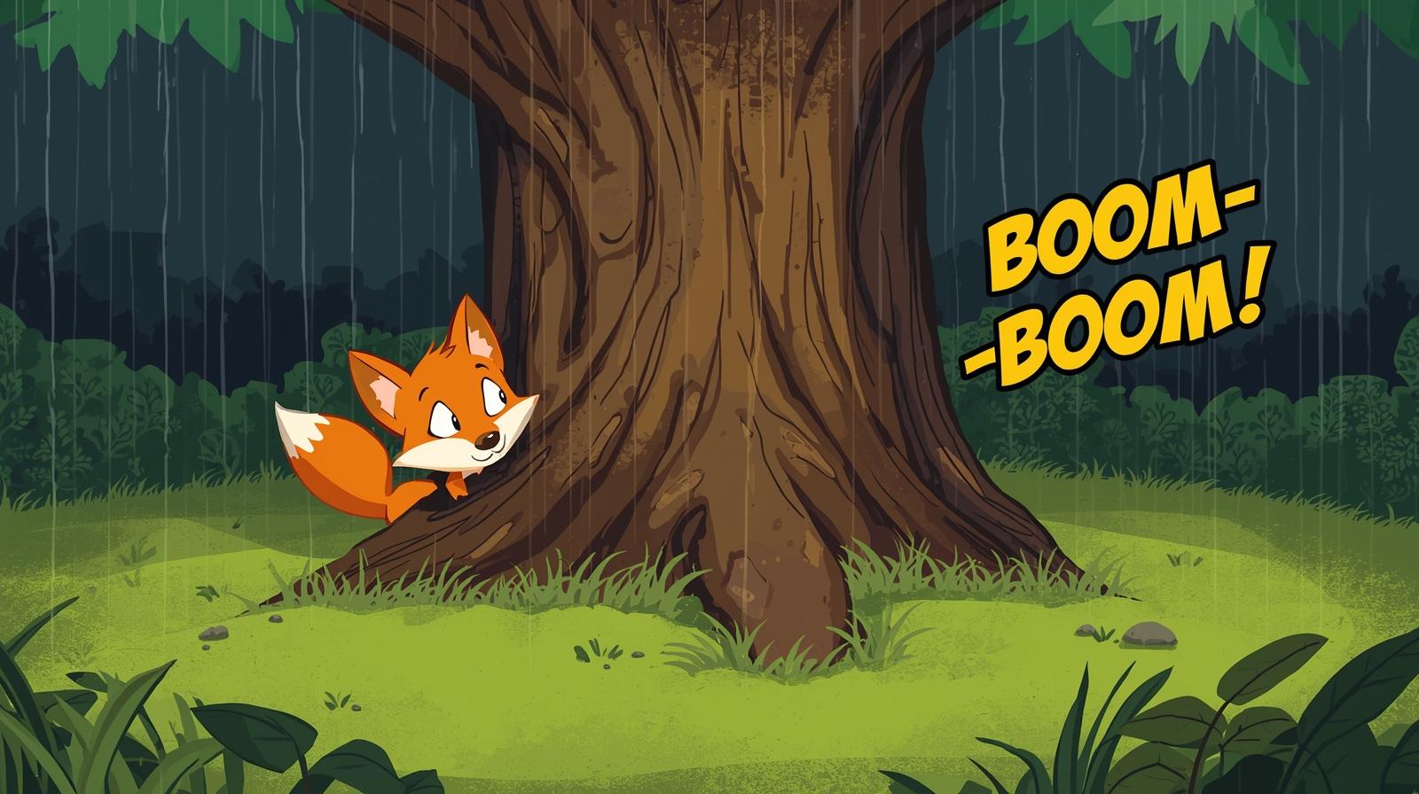 Fox and Drum Illustration