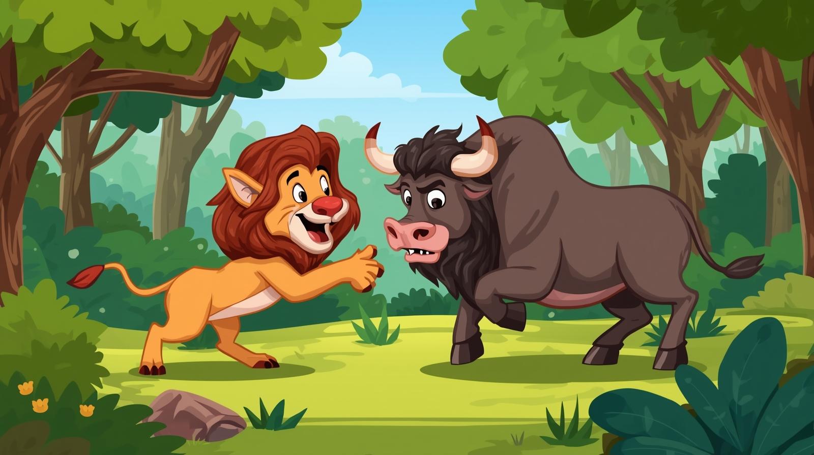 Lion and Bull Illustration