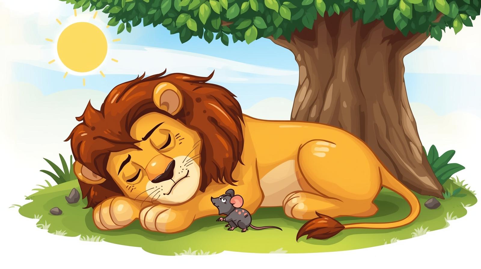 Lion and Mouse illustration