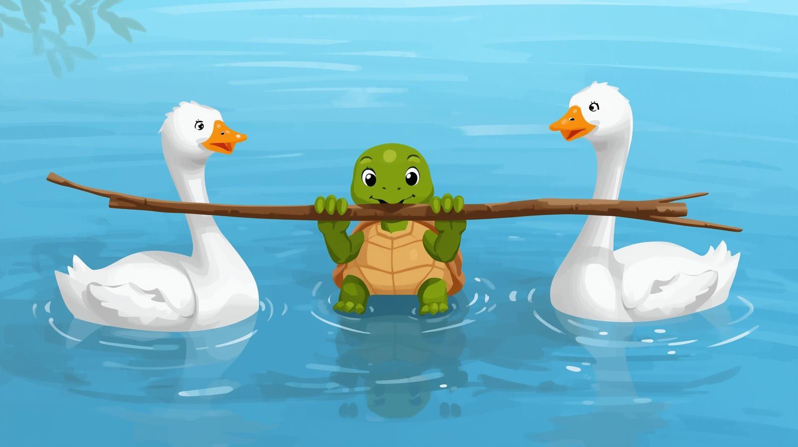 Tortoise and Geese illustration