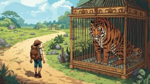 Story for kids : 🐯 The Tiger, the Traveler, and the Jackal 7 travlere and tiger 2
