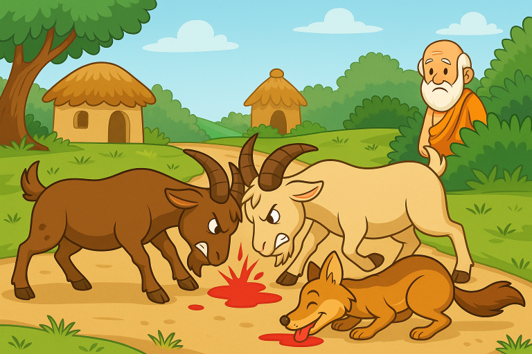 Jackal licking blood