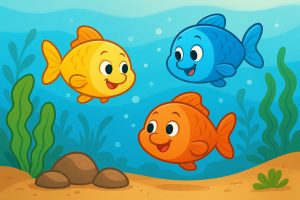 The Three Little Fishes Story for Kids | Moral Tale from Panchatantra 9 The Three Little Fishes 1