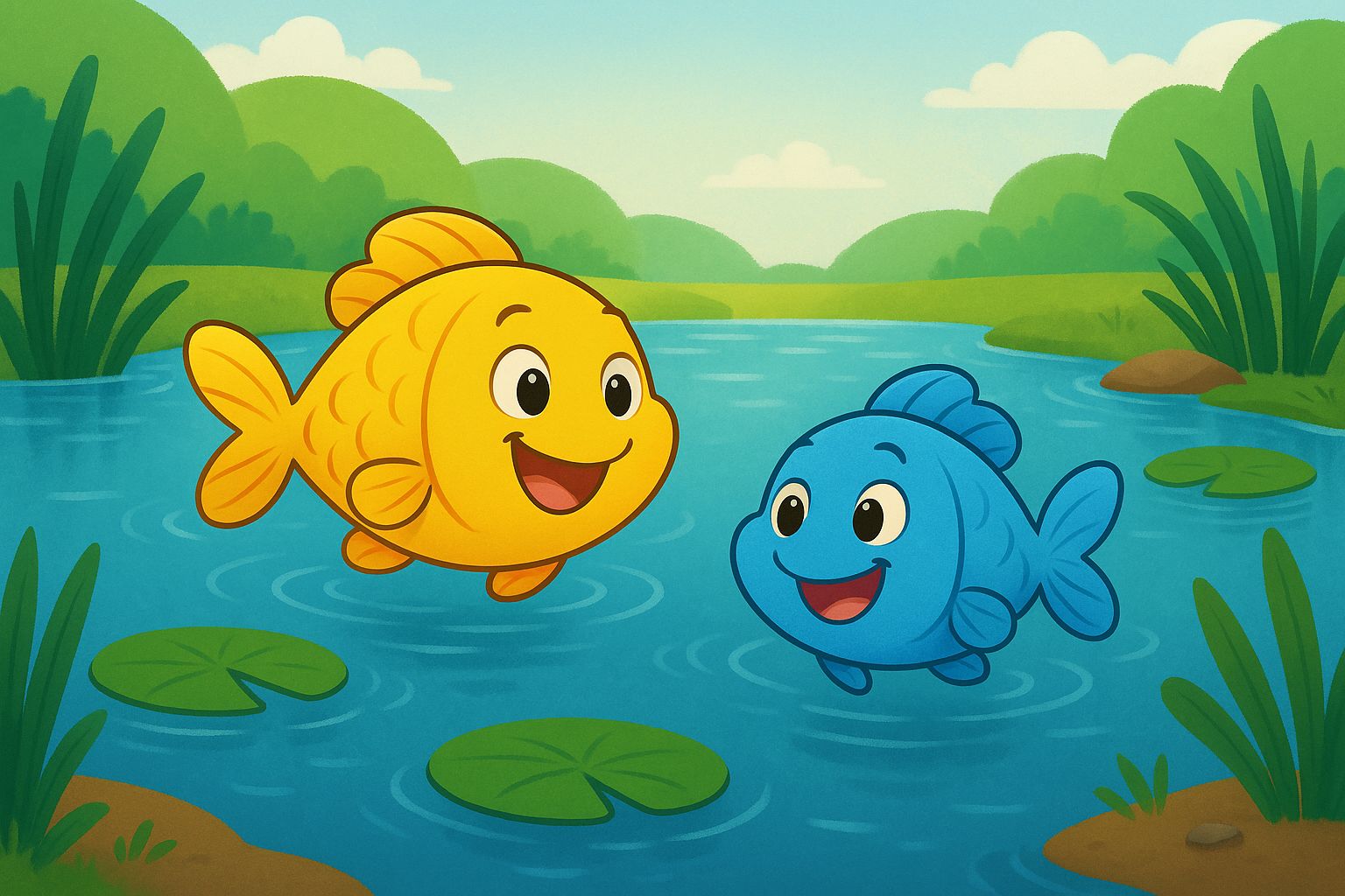 Sunny and Bubbles safe in their new pond