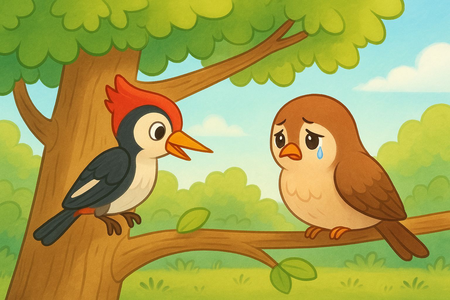 Branch breaking and nest falling from the tree