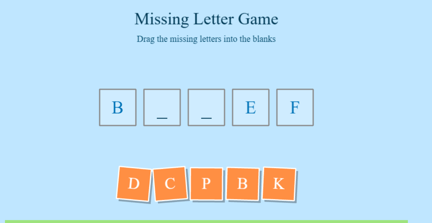 Game for kids – Alphabetical letter missing Game 4 Game for kids – Alphabetical letter missing Game