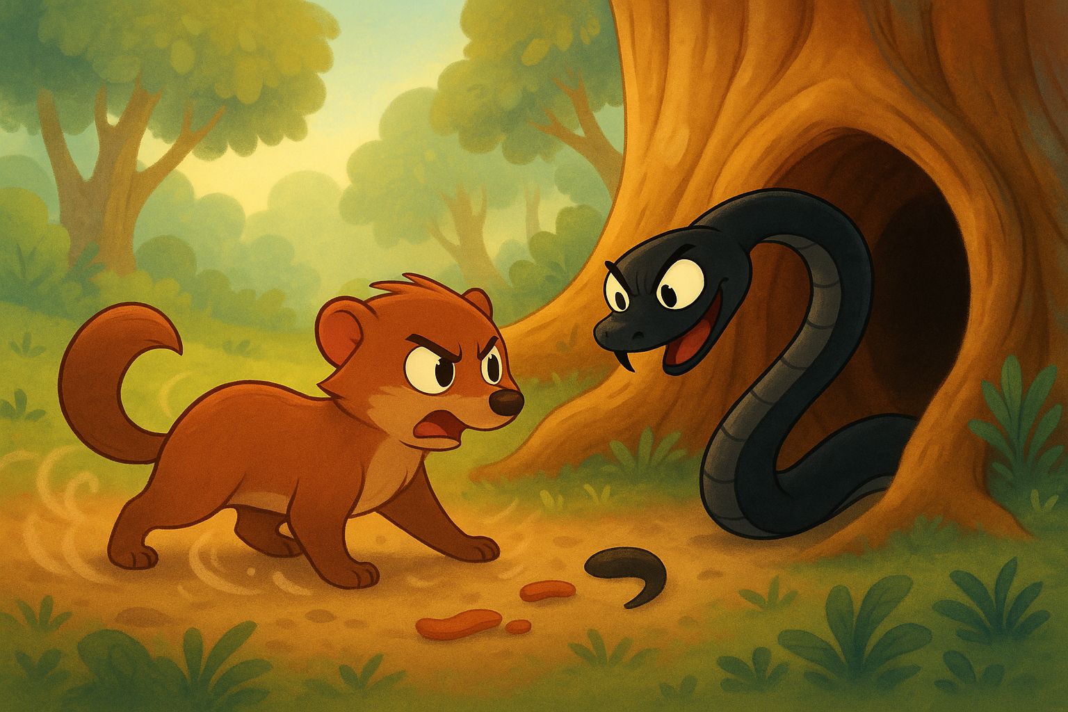 Mongoose climbing the banyan tree